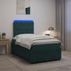 LED Boxspring Bed met Matras Donkergroen 120 x 190 cm Fluweel