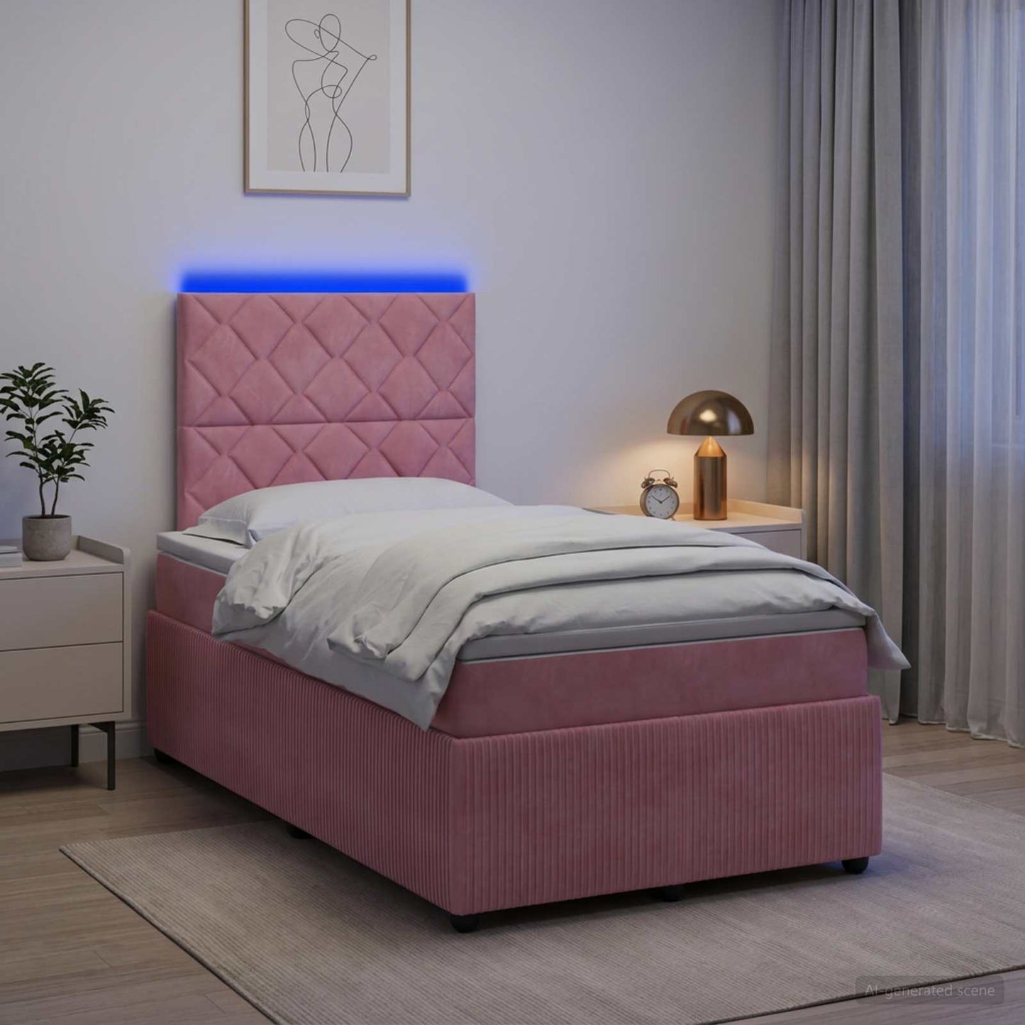 LED Boxspring Bed met Matras Roze 120 x 200 cm Fluweel