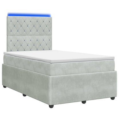 LED Boxspring Bed met Matras Lichtgrijs 120 x 200 cm Fluweel