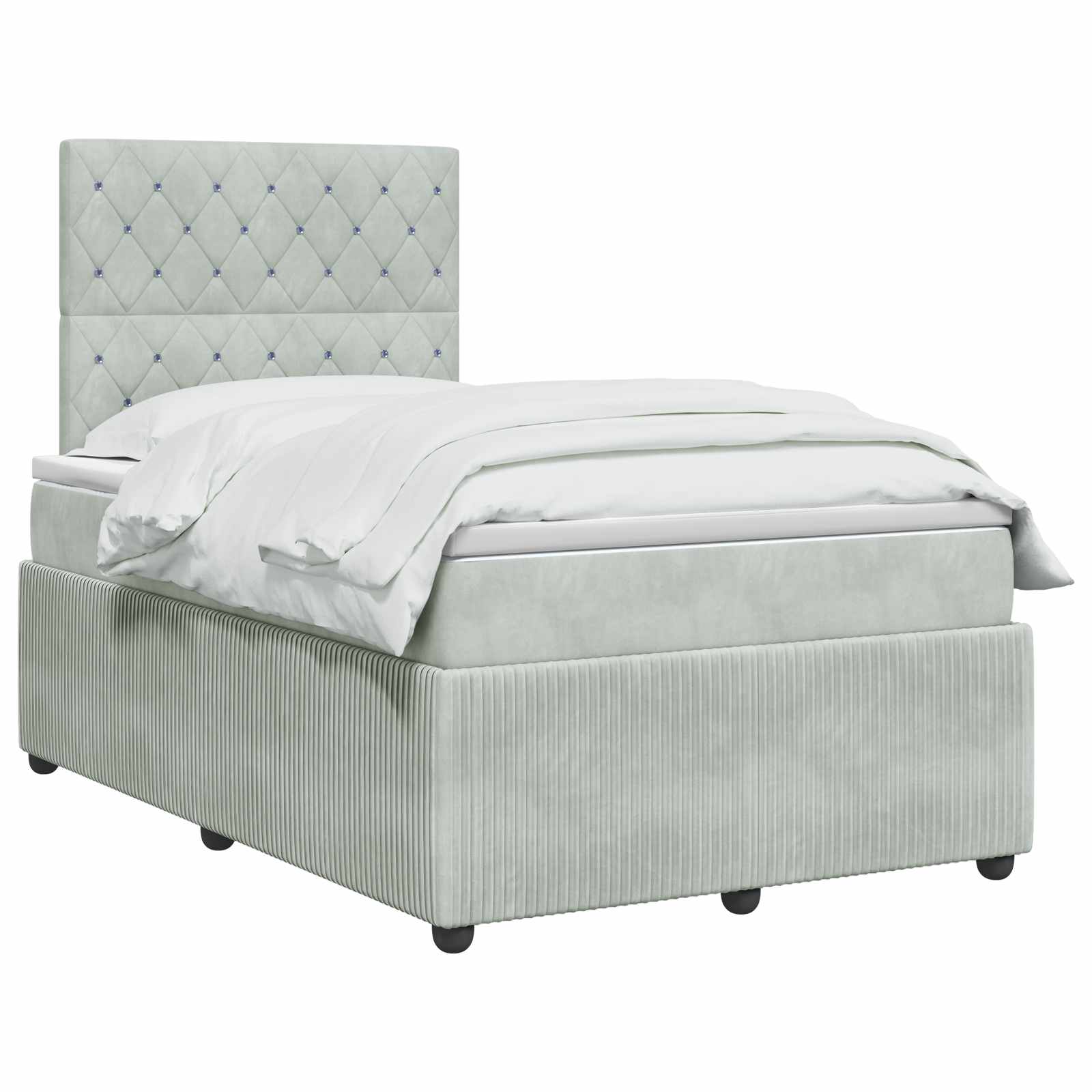 LED Boxspring Bed met Matras Lichtgrijs 120 x 200 cm Fluweel