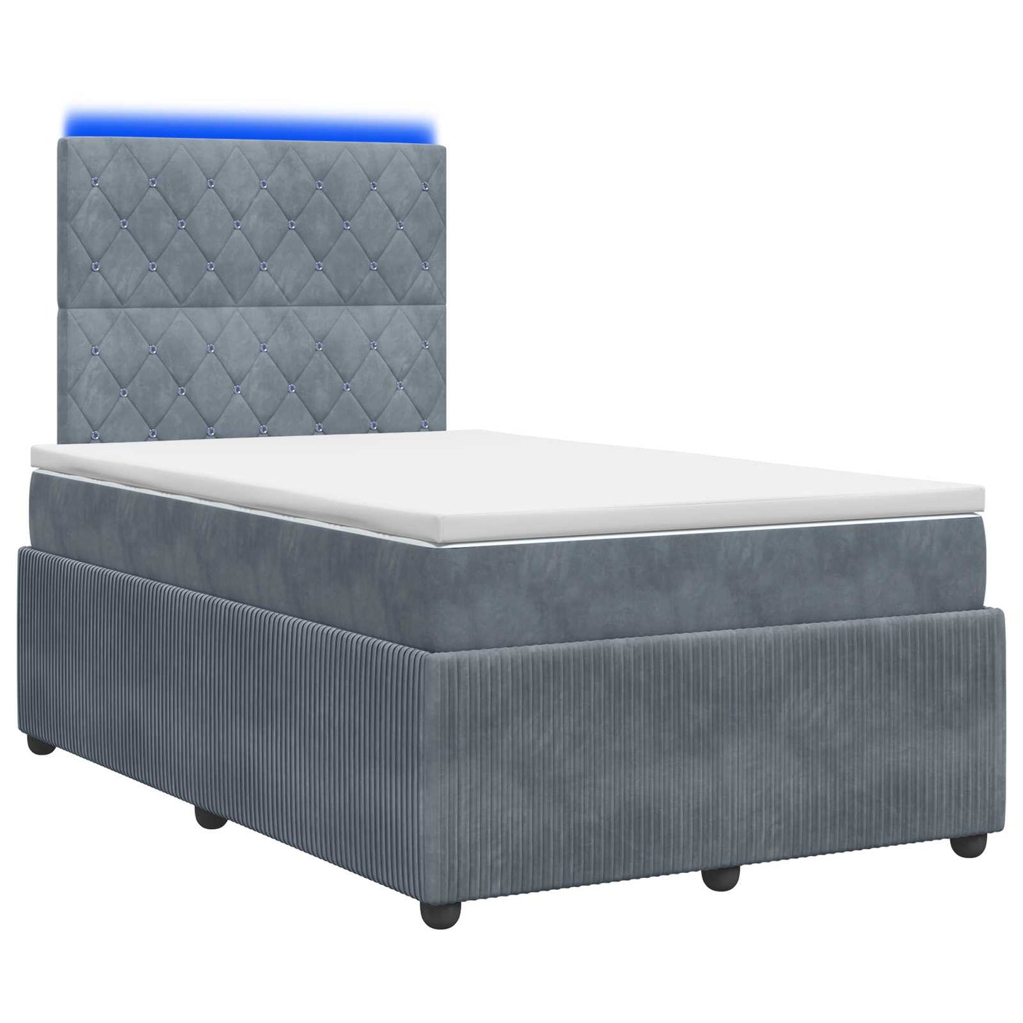 LED Boxspring Bed met Matras Donkergrijs 120 x 200 cm Fluweel