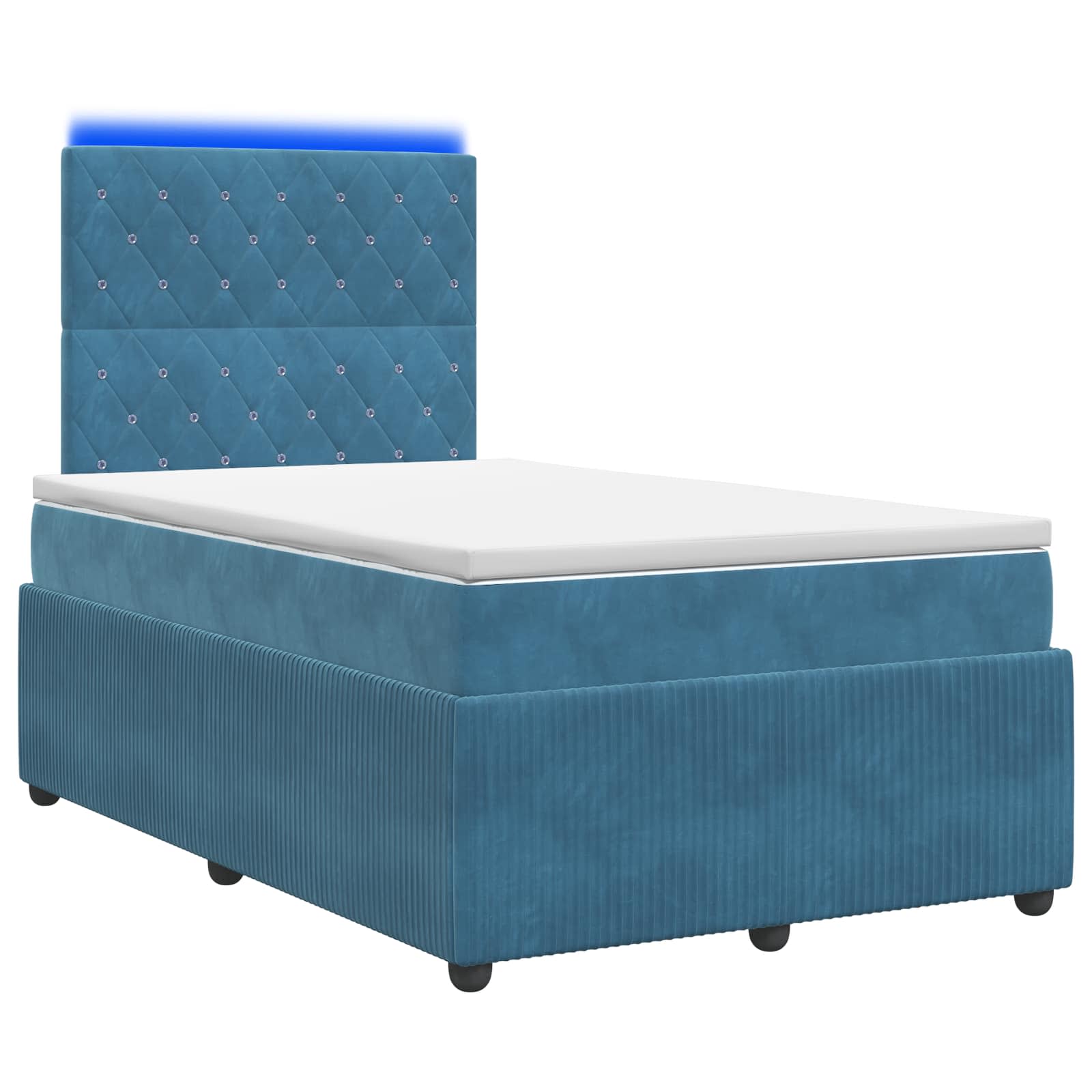 LED Boxspring Bed met Matras Blauw 120 x 200 cm Fluweel