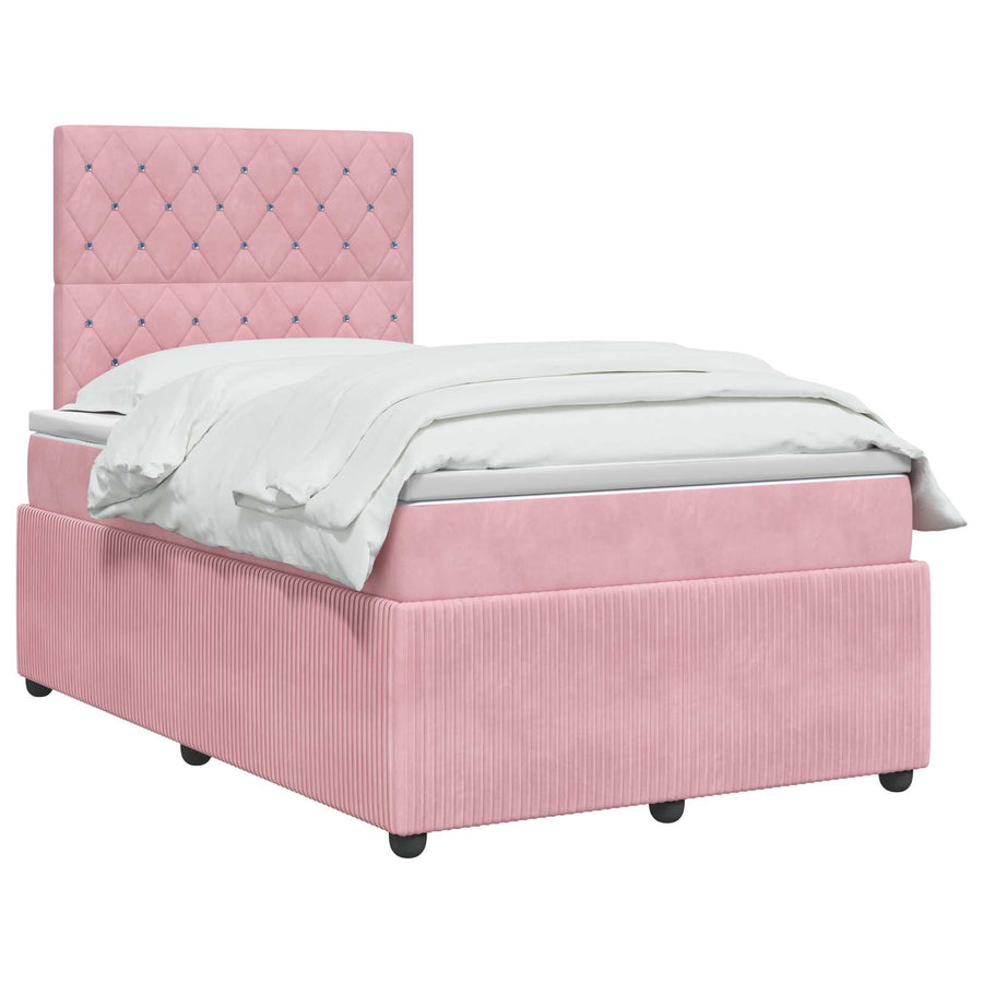LED Boxspring Bed met Matras Roze 120 x 200 cm Fluweel
