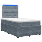 LED Boxspring Bed met Matras Donkergrijs 120 x 200 cm Fluweel