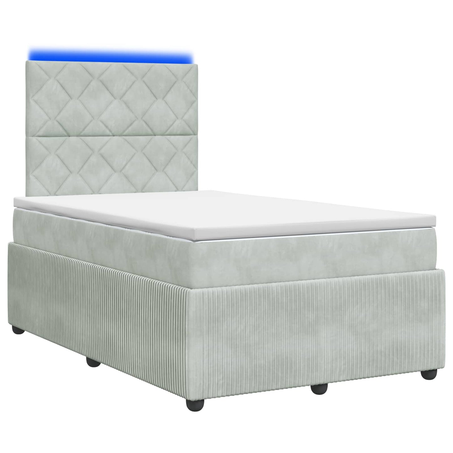LED Boxspring Bed met Matras Lichtgrijs 120 x 200 cm Fluweel