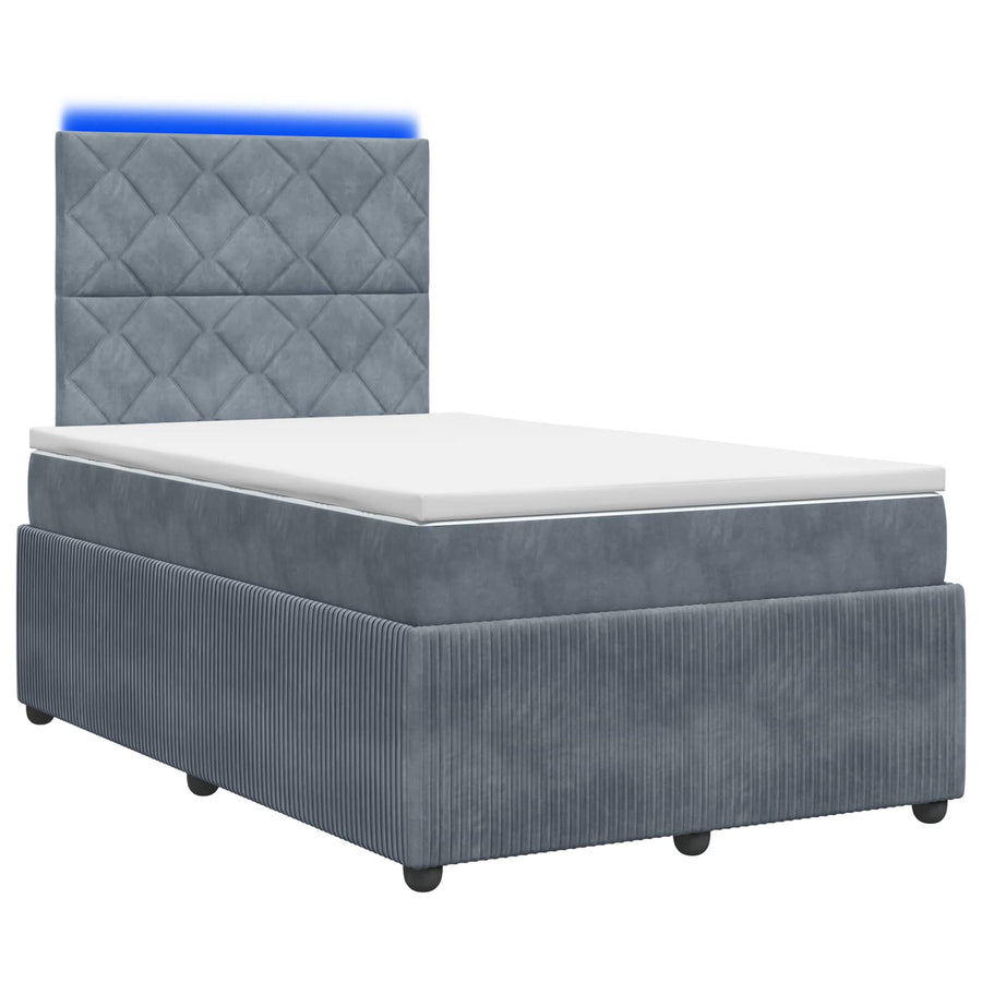 LED Boxspring Bed met Matras Donkergrijs 120 x 200 cm Fluweel