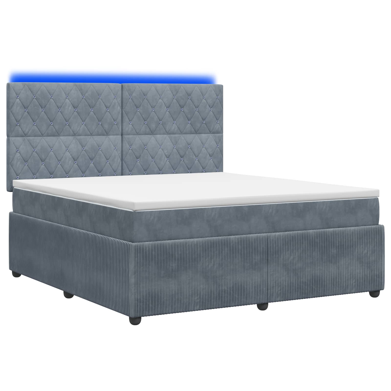LED Boxspring Bed met Matras Donkergrijs 140 x 190 cm Fluweel