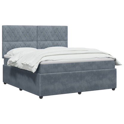 LED Boxspring Bed met Matras Donkergrijs 140 x 190 cm Fluweel