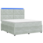 LED Boxspring Bed met Matras Lichtgrijs 140 x 190 cm Fluweel