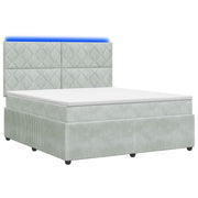 Boxspringbed 140x190 cm lichtgrijs met LED en gaslift