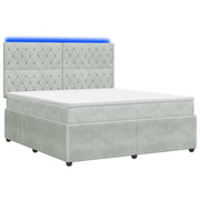 Boxspring bed 140x200 cm lichtgrijs fluweel met LED