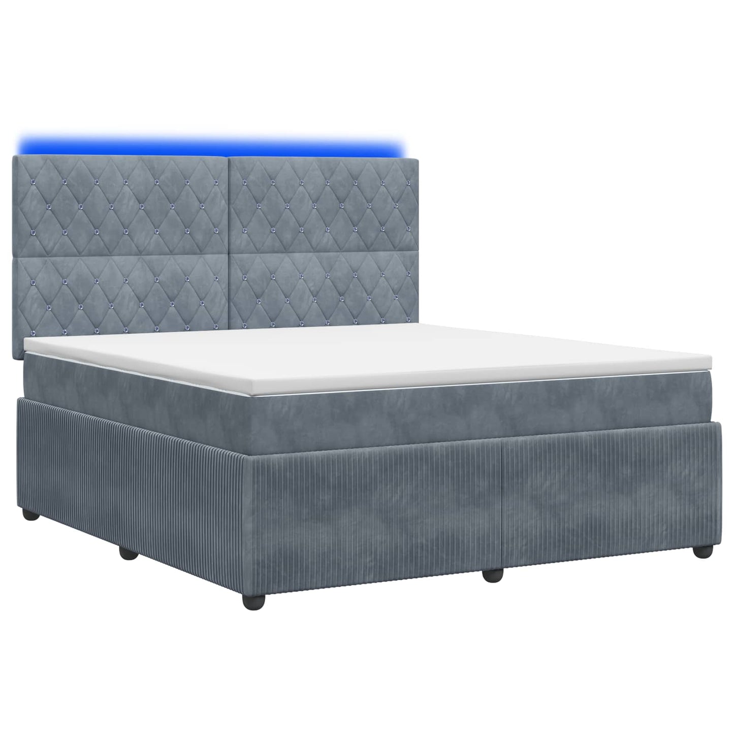 LED Boxspring Bed met Matras Donkergrijs 140 x 200 cm Fluweel