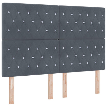 LED Boxspring Bed met Matras Donkergrijs 140 x 200 cm Fluweel