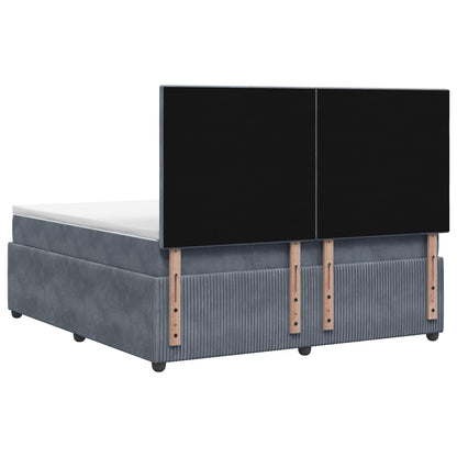 LED Boxspring Bed met Matras Donkergrijs 140 x 200 cm Fluweel