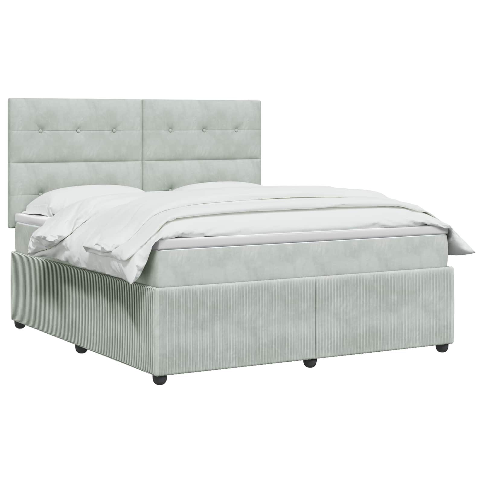 LED Boxspring Bed met Matras Lichtgrijs 140 x 200 cm Fluweel