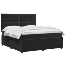 LED Boxspring Bed met Matras Zwart 140 x 200 cm Fluweel