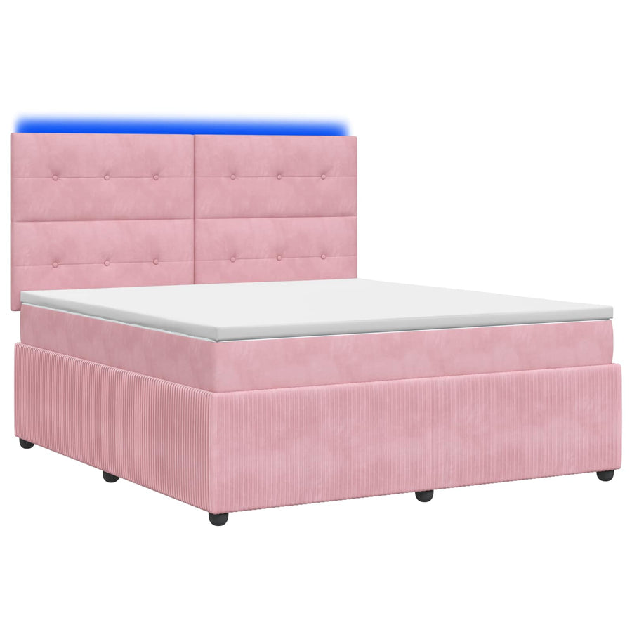 LED Boxspring Bed met Matras Roze 140 x 200 cm Fluweel
