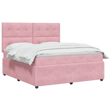 LED Boxspring Bed met Matras Roze 140 x 200 cm Fluweel