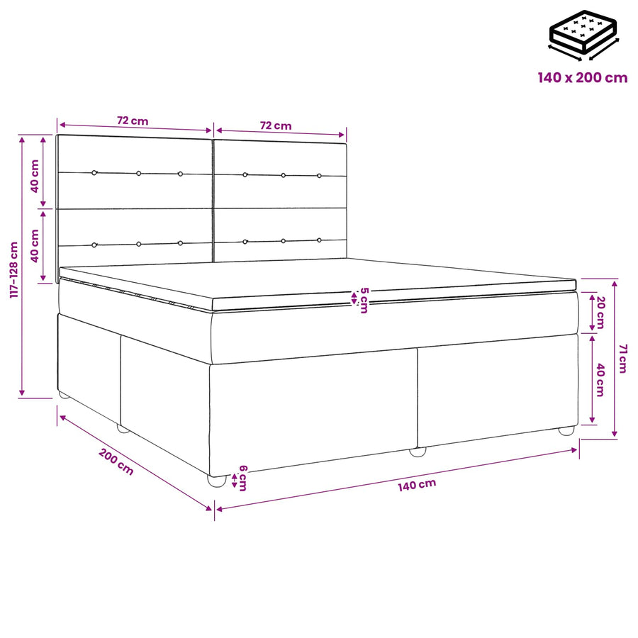LED Boxspring Bed met Matras Roze 140 x 200 cm Fluweel