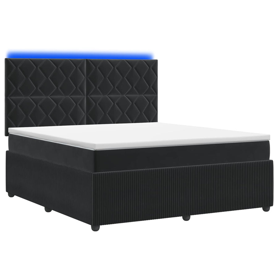 LED Boxspring Bed met Matras Zwart 140 x 200 cm Fluweel
