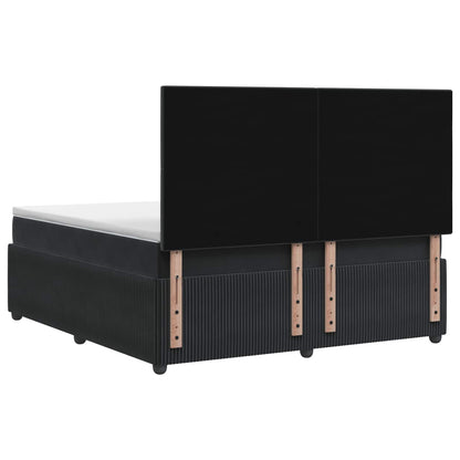 LED Boxspring Bed met Matras Zwart 140 x 200 cm Fluweel