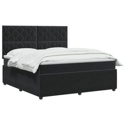 LED Boxspring Bed met Matras Zwart 140 x 200 cm Fluweel