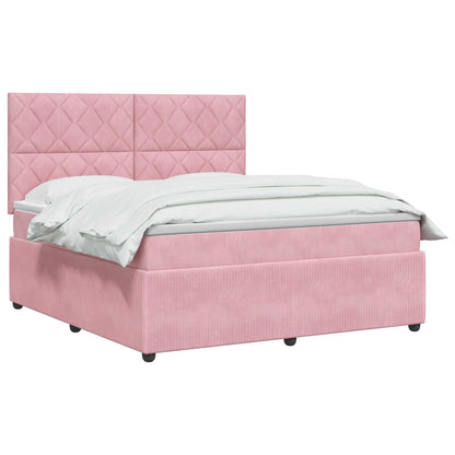 LED Boxspring Bed met Matras Roze 140 x 200 cm Fluweel