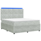 Boxspring led bed 160x200 cm lichtgrijs fluweel