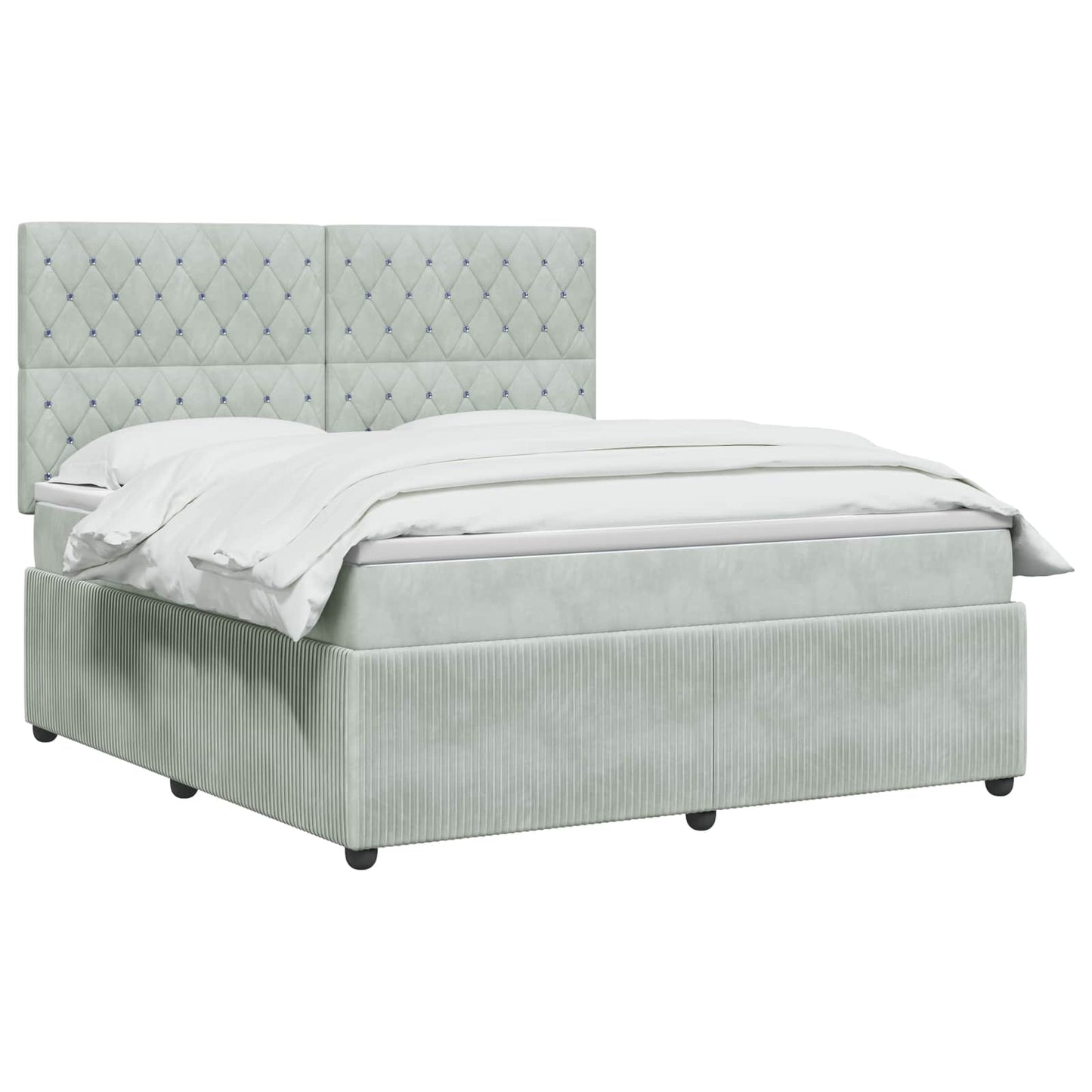 LED Boxspring Bed met Matras Lichtgrijs 160 x 200 cm Fluweel