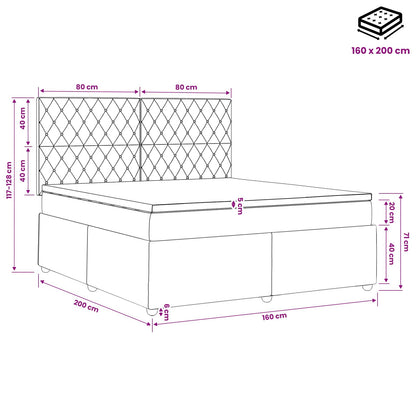 LED Boxspring Bed met Matras Lichtgrijs 160 x 200 cm Fluweel