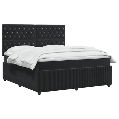 LED Boxspring Bed met Matras Zwart 160 x 200 cm Fluweel