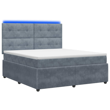 LED Boxspring Bed met Matras Donkergrijs 160 x 200 cm Fluweel