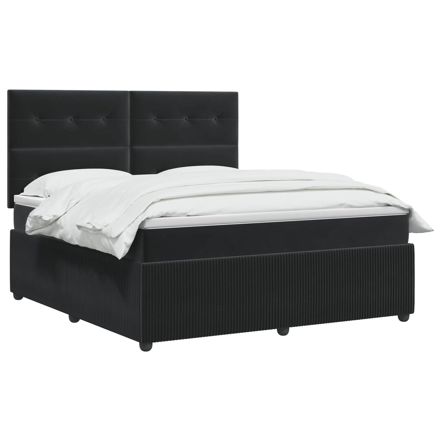LED Boxspring Bed met Matras Zwart 160 x 200 cm Fluweel