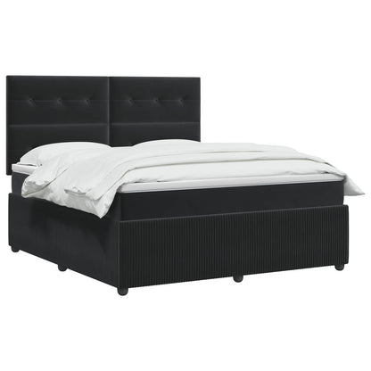 LED Boxspring Bed met Matras Zwart 160 x 200 cm Fluweel
