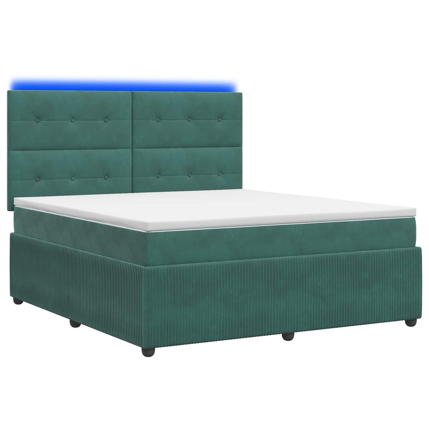 LED Boxspring Bed met Matras Donkergroen 160 x 200 cm Fluweel