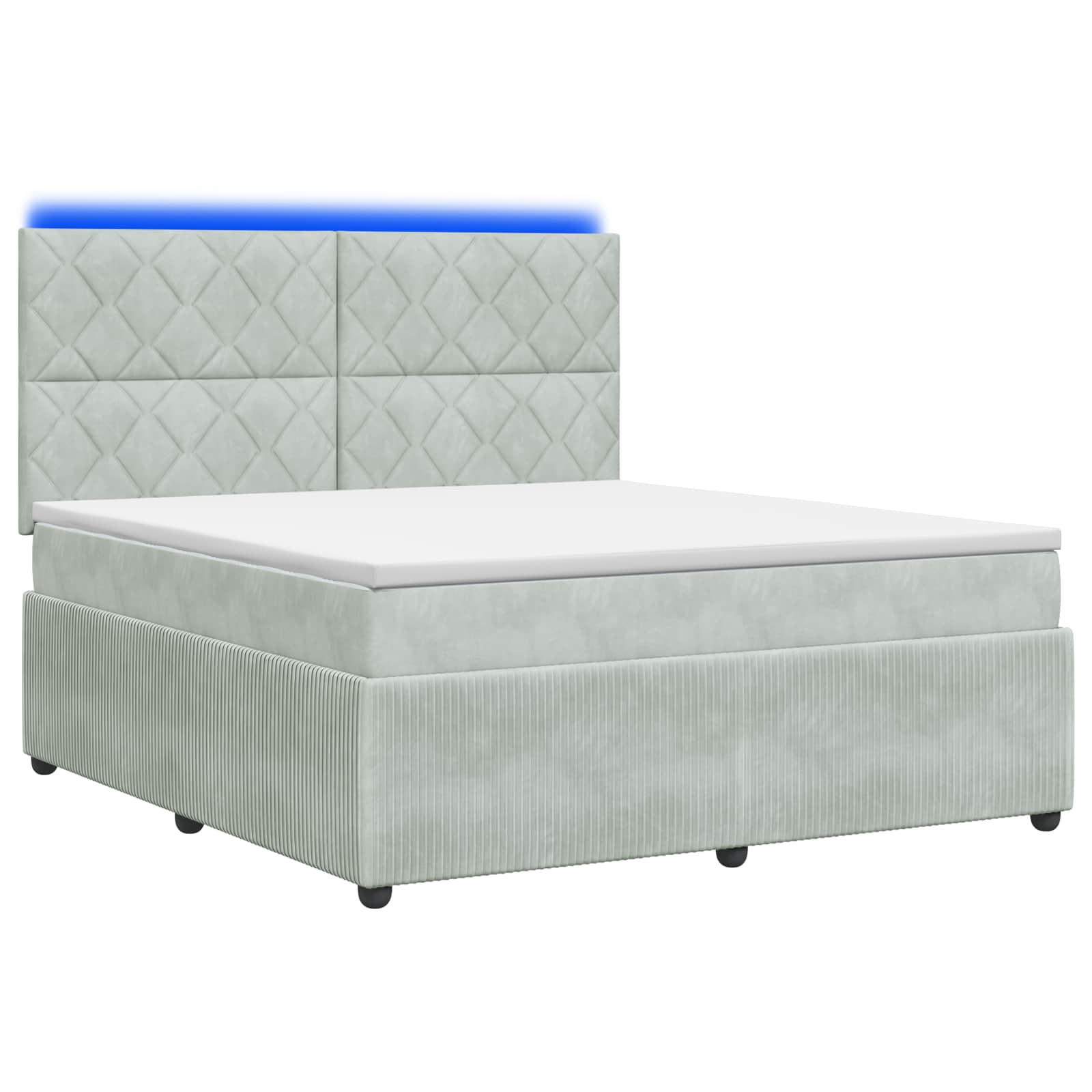 LED Boxspring Bed met Matras Lichtgrijs 160 x 200 cm Fluweel
