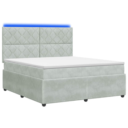 LED Boxspring Bed met Matras Lichtgrijs 160 x 200 cm Fluweel
