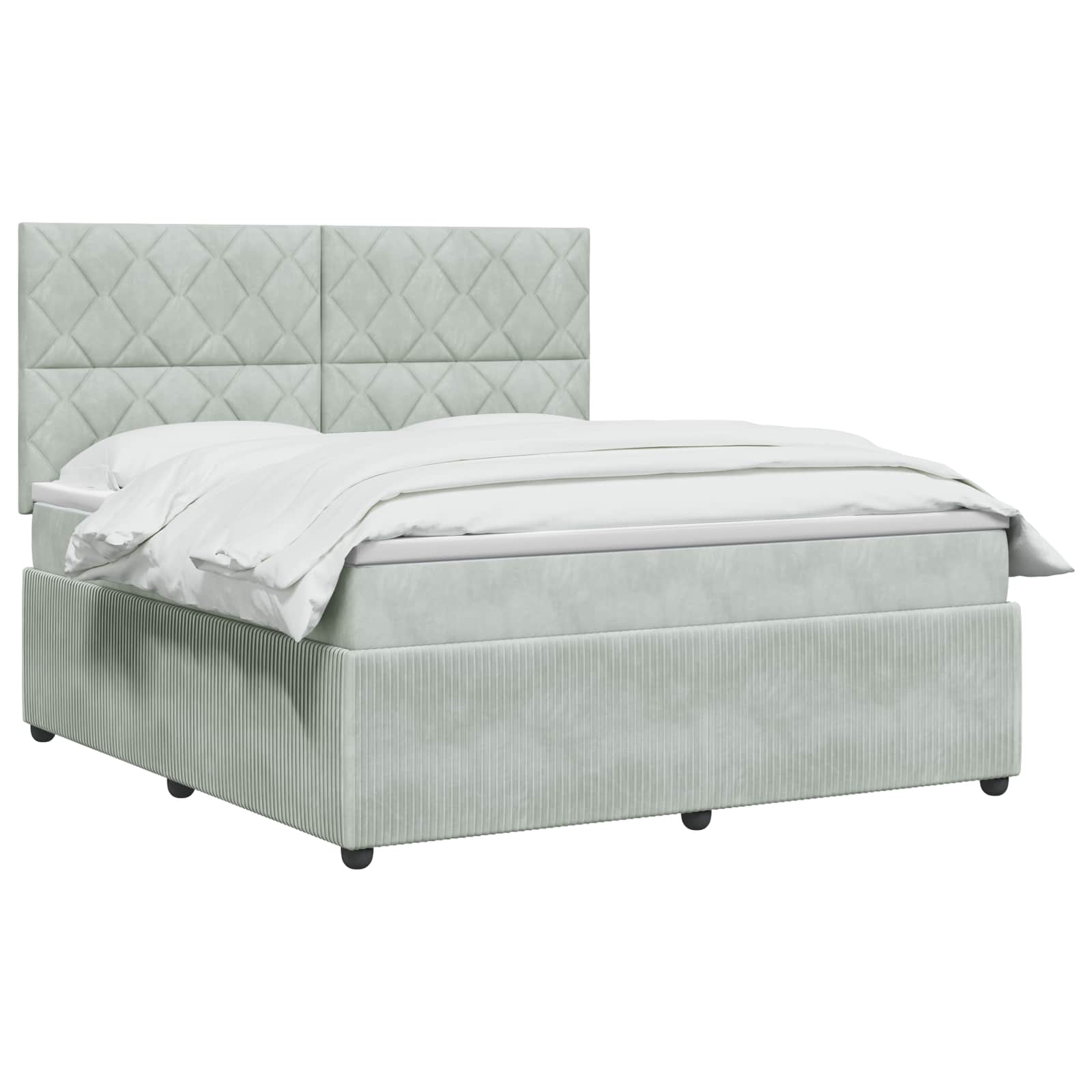 LED Boxspring Bed met Matras Lichtgrijs 160 x 200 cm Fluweel