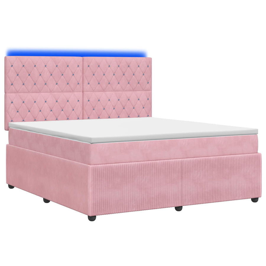 LED Boxspring Bed met Matras Roze 180 x 200 cm Fluweel