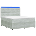 Boxspring bed 180x200 cm lichtgrijs fluweel met LED en gaslift