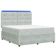Boxspring bed 180x200 cm lichtgrijs fluweel met LED en gaslift