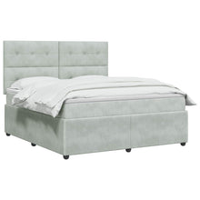 LED Boxspring Bed met Matras Lichtgrijs 180 x 200 cm Fluweel