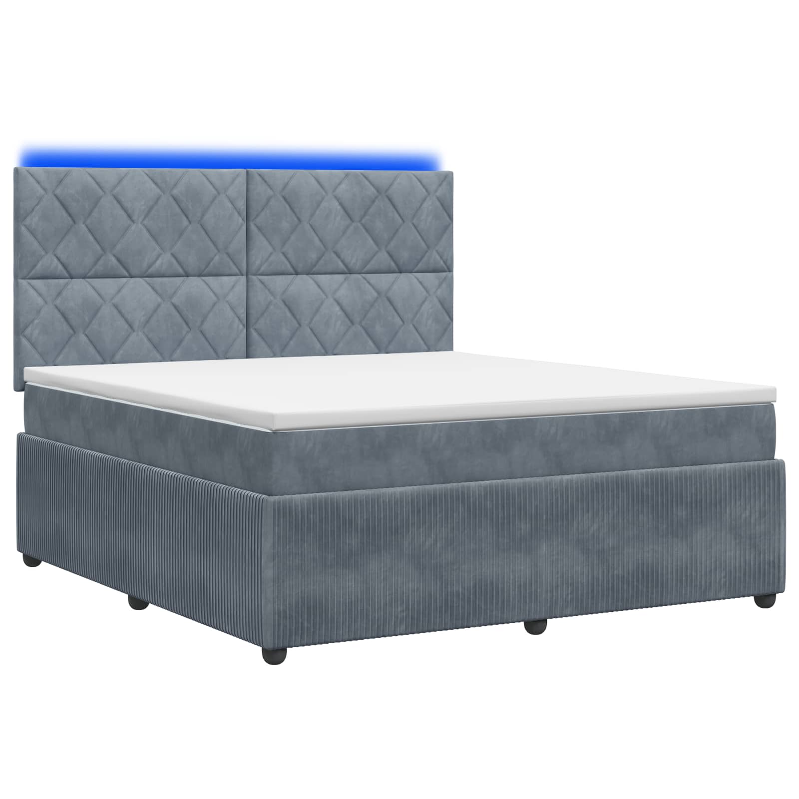 LED Boxspring Bed met Matras Donkergrijs 180 x 200 cm Fluweel