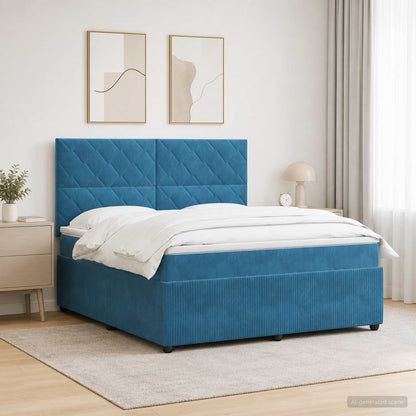 LED Boxspring Bed met Matras Blauw 140 x 190 cm Fluweel
