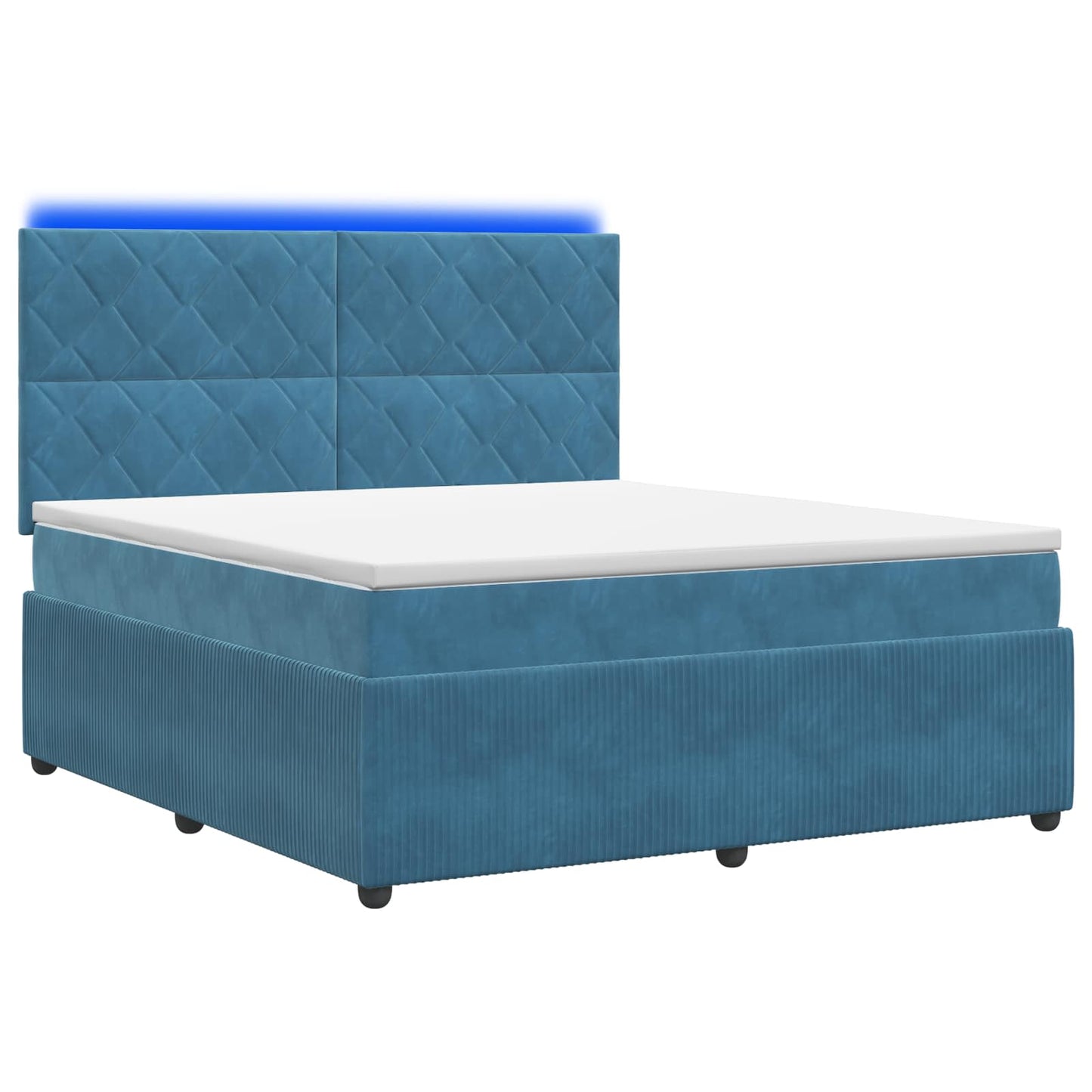 LED Boxspring Bed met Matras Blauw 180 x 200 cm Fluweel