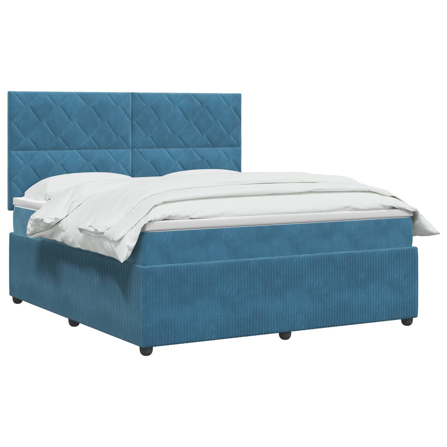 LED Boxspring Bed met Matras Blauw 180 x 200 cm Fluweel