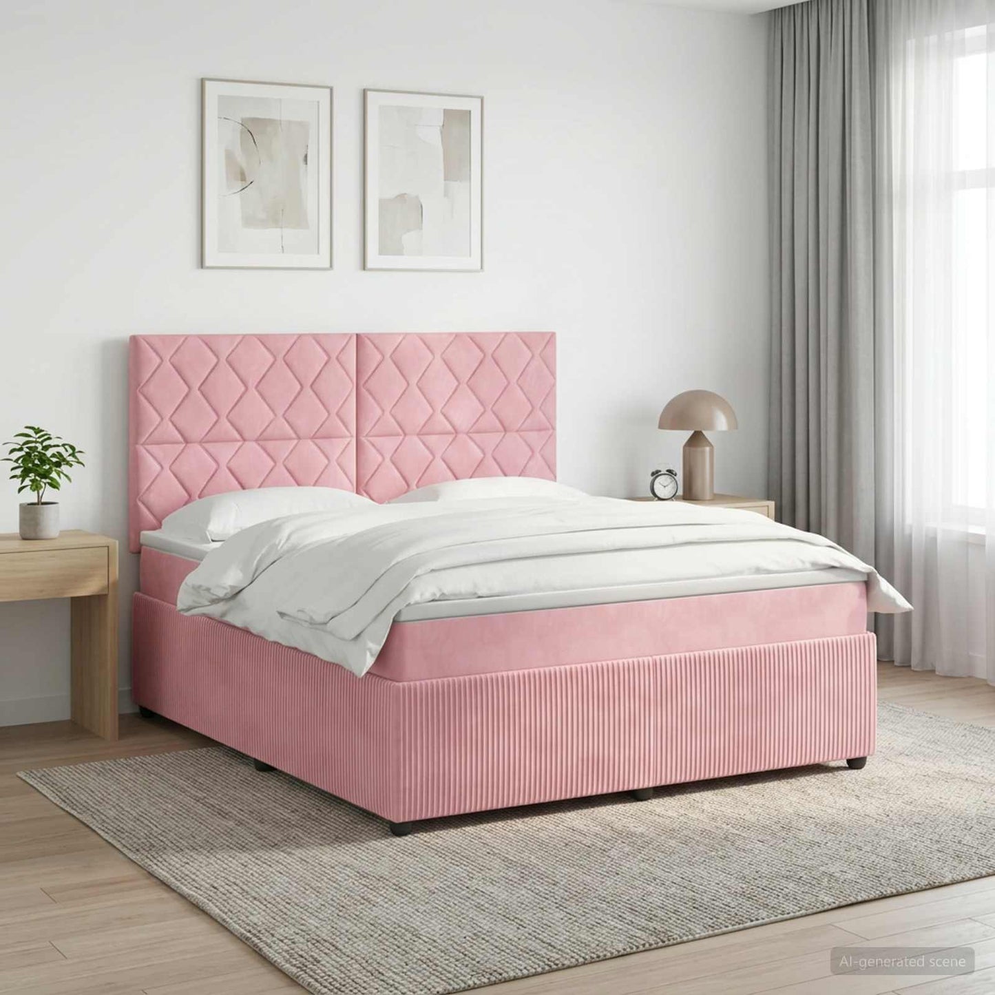 LED Boxspring Bed met Matras Roze 160 x 200 cm Fluweel