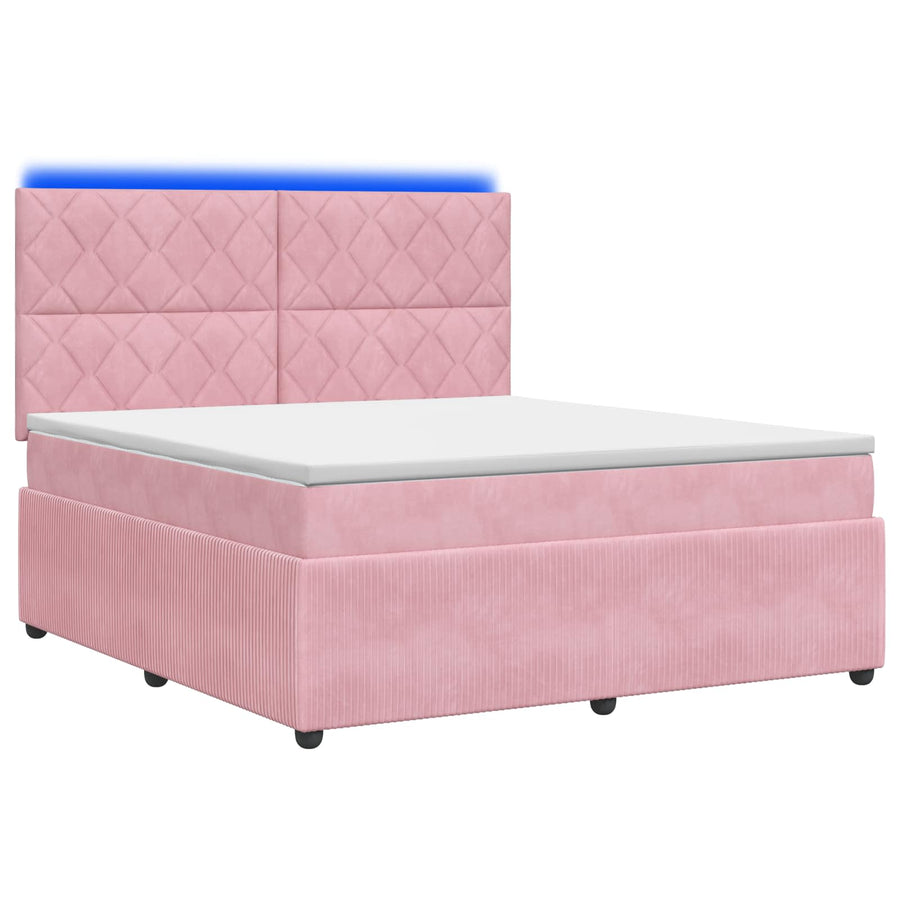 LED Boxspring Bed met Matras Roze 180 x 200 cm Fluweel