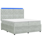 Boxspringbed LED lichtgrijs 200x200 cm fluweel