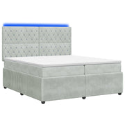 Boxspringbed LED lichtgrijs 200x200 cm fluweel